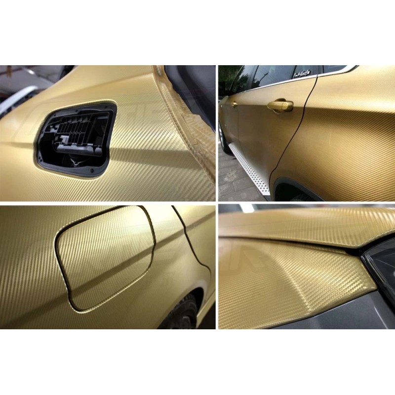 AUTOGOODY 72" x 60" GOLD Carbon Fiber Vinyl Wrap 3D