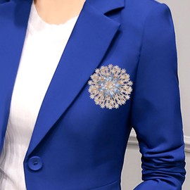 Rhinestone Flower Brooch Pin for Women Sparkling Large Crystal Flower Broach Snowflake Brooch Pins Lapel Pins Christmas Wedding Party Dance Banquet Dress Hat Bag Accessories Jewelry for Women(Light Blue)