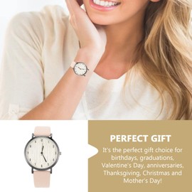 Damen Armbanduhr Lederarmband Uhr Edelstahl Leder Uhr Leicht zu lesen Uhr große Zifferblatt Zahl Uhr Damen milchig weiss, 0.8X4X23.8CM, Riemen