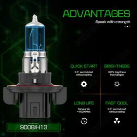 XICNMOYGS Fit for 2007-2009 Jeep Compass 9008 Hi/Lo Beam Halogen Headlight Bulbs & 9006/9145 Fog Light Bulbs, 12V 55W, Super Bright, Ultra - High Performance Halogen Bulbs Combo Kit, Pack of 4