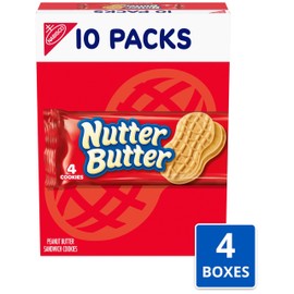 Nutter Butter Peanut Butter Sandwich Cookies, 40 Snack Packs (4 Cookies Per Pack, 4 Boxes)