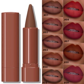 Velvresse 2-in-1 High Pigmented Lip Liner and Lipstick Pencil Set - Longlasting Waterproof Smudgeproof Lip Pencil Matte Nude Lipstick Makeup with Smooth Creamy Gradient Finish.(1pcs#06)