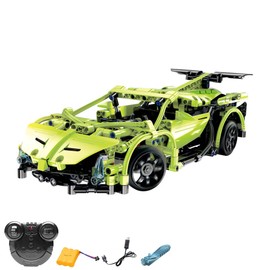 RC Remote Control Sports Car Building Blocks Plug-In Kit DIY Learning Toy Racing Car Made of Clamping Blocks Sports Vehicle for Children, Adults, Beginners and Professionals Includes Remote Control