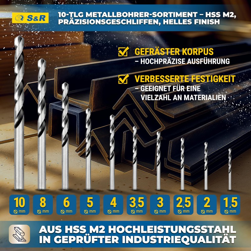 S&R drill bit set, 15-piece, 23 pieces, in plastic box