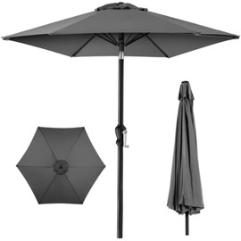 10ft Hexagonal Market Umbrella Outdoor Patio with Crank Lift & Push Button Tilt | Solid 6-Rib Steel Frame, UV-Resistant & Waterproof Patio Umbrella, Wind Vent, Dark Gray Color