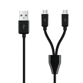GELRHONR Short Micro USB Splitter Cable,2 in 1 USB 2.0 A Male to Dual Micro USB Male Charging Cord Multi Micro USB Data Sync Adapter Cable Split Micro USB Connection Wire (Black-0.2m-2 Mrico)