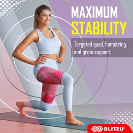 BLITZU Hamstring Compression Sleeve, Thigh Compression Sleeve for Women and Men, Upper Leg Brace for Groin, Sciatica & Quad Tendonitis, Wrap Support for Recovery, Running, Sports and Workout White L