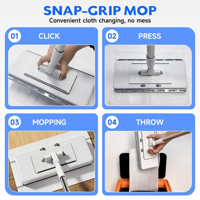 New 2-in-1 Push Clamp Lazy Mop – Hands Free Flat