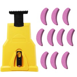 jejucy Chainsaw Sharpener Chain Saw Sharpener Tool Blade Sharpener, 14/16/18/20 Inche Two Holes Chain Saw Bar Chainsaw Blade Sharpener (10pcs Whetstone)