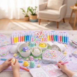 Kit Huevos De Pascua Para Pintar + Plumoncitos + Squishies