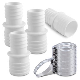 Hose Connector Adapter 32 mm to 38 mm, Hose Adapter for 38 mm Hoses to 32 mm Connections, Pool Hose Adapter with 8 Pieces Hose Clamps, Pool Hose Connector Double Hose Nozzle