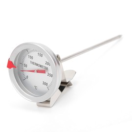 Deep Fry Thermometer, Stainless Steel Kitchen Thermometer, Instant Read Long Stem Oil Thermometer with Clamp, Dial Thermometer for Deep Fry/Grill/Turkey/Candy/Coffee(15cm)