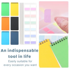 Pack of 6 spiral notepads, A7 notepad, small, coloured notepad with spiral binding for memos on the go, learning, school items