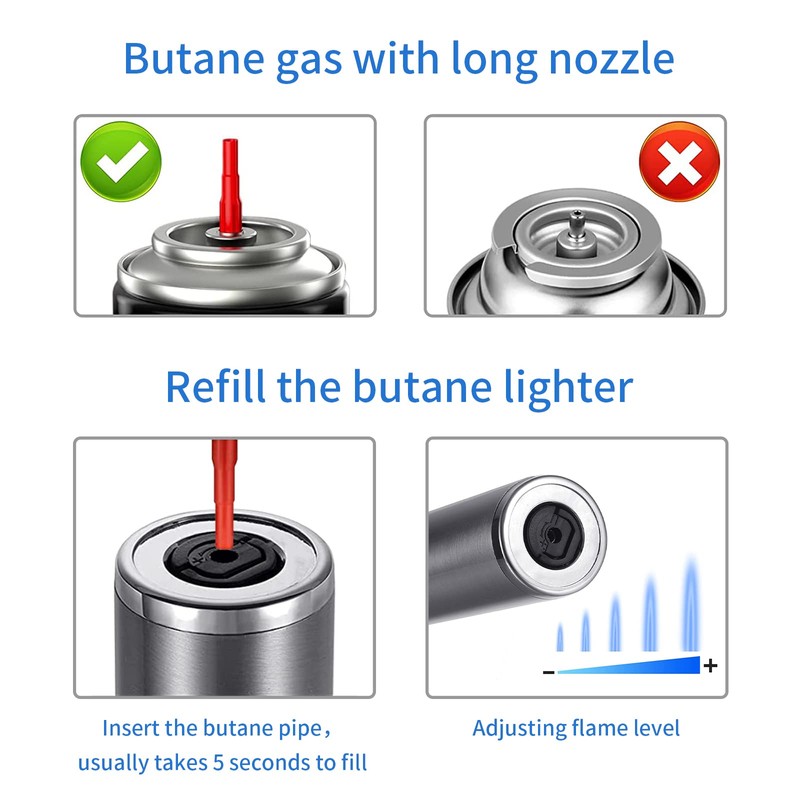 Long Grill Lighter,Refillable Butane,Windproof Flexible with Visual Fuel Window for