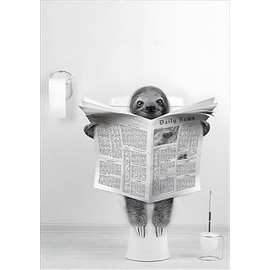 QPLGTU Bathroom Animal Decoration Pictures, Interesting Animal Poster Decoration Pictures, Bath Cow Poster Decoration Canvas Painting, Frameless (Style 6.30 x 40 cm x 1)