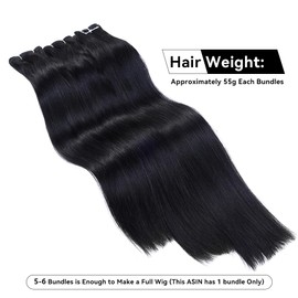 16A 50g Straight Bundles Human Hair 1 Bundle 100% Unprocessed Real Human Hair Extensions 16 Inch Raw Human Hair Natural Black Color