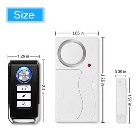 KCMYTONER 4 Set Wireless Anti-Theft Remote Control Door and Window Security Alarm, Contact Sensor Alarm, Interior Pool Door Alarm, Entry Chime,Fridge Door Open Alarm for Kid Safety