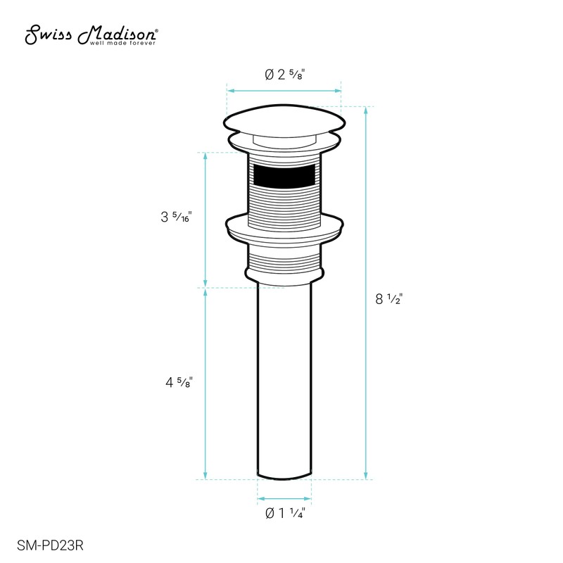 Swiss Madison Residential Pop Up Sink Drain 1.75