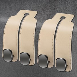 Amelity Purse Hook for Car, Hooks for Car Seat Headrest, Headrest Hooks for Car, Car Hooks for Purses and Bags Cute (Beige-2 Pack)