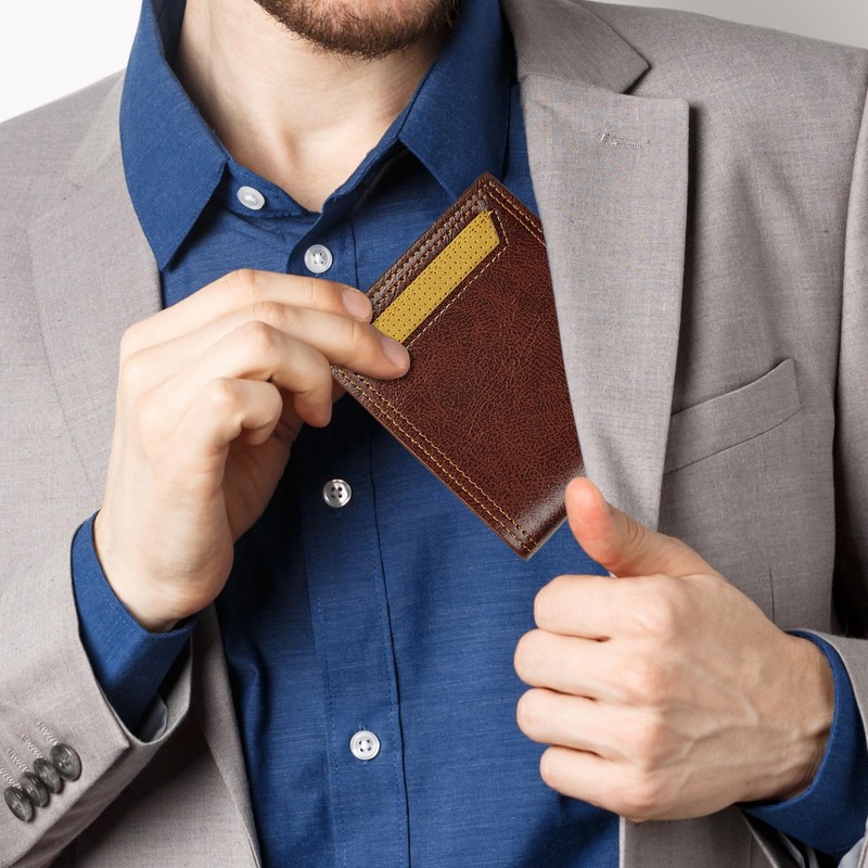 AdiStylinno Slim Bifold Wallet, Soft Leather Multifunctional Men Wallet Fashion