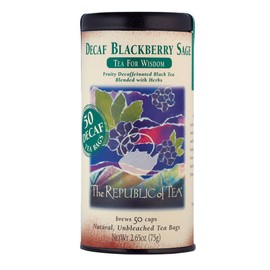 The Republic of Tea The Republic of Tea  Decaf Blackberry Sage Black Tea Tin, 50 Tea Bags, Environmentally- Friendly Decaffeinated Tea