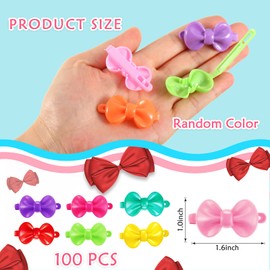 WILLBOND 100 Pieces Girls Hair Barrettes Self Hinge Plastic Clip Toddler Kids Baby 80s 90s Clip Colorful Cute Cartoon Hair Pin Accessories(Bow)
