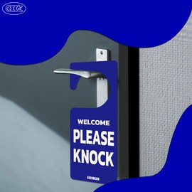 GEEKBEAR Do Not Disturb Door Hanger Sign (03. Basic) – 2 Pack - Reversible and Double Sided Privacy Office Sign - Please Do Not Disturb on Front and Welcome Please Knock on Back Side