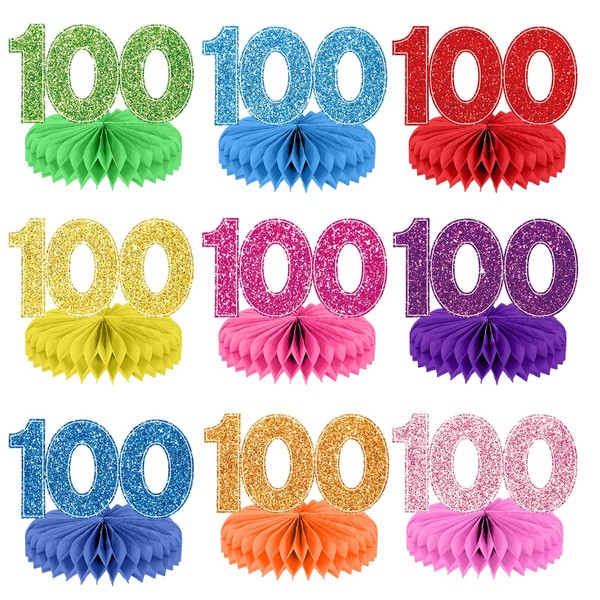 Justforjoyful 9pcs 100 Days of School Honeycomb Centerpiece for Happy