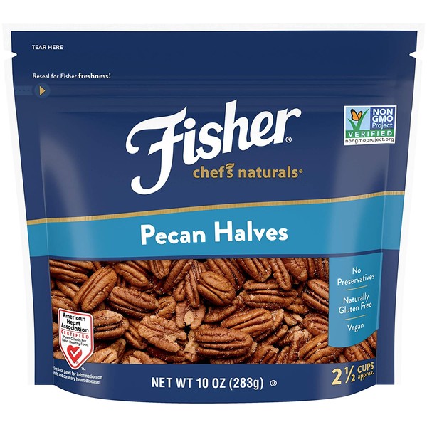 FISHER Chef's Naturals Pecan Halves, 10 oz, Naturally Gluten Free, No Preservatives, Non-GMO