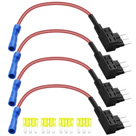 Jawfait 4 Pack Micro 3 Fuse Tap, Add a Circuit Adapters, Expandable Blade Style 12V Fuse Holders for Underglow Lights, Interior LEDs & Car Accessories (Yellow 20A-4 Pack)