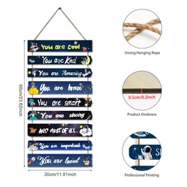 Kepuarm Outer Space Room Decor for Boys, The Solar System Wall Decoration, Space Nursery Decor, Space Themed Decor for Kids Teens Toddler Boy Baby Bedroom Nursery Dorm Decor (Inspirational Quotes)