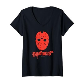 Friday The 13th Jason Hockey Mask Silhouette V-Neck T-Shirt