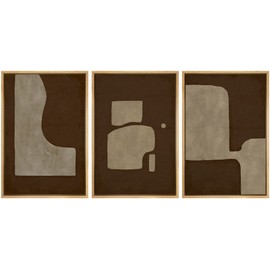 SIGNLEADER Framed Canvas Print Wall Art Set 1960s Retro Brown Tan Polygons Abstract Shapes Illustrations Modern Art Geometric Zen Mid-Century for Living Room, Bedroom, Office - 16"x24"x3 NATURAL