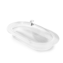 Huang Acrylic Clear Oval Serving Food Tray with Lid, Long Appetizer Tray for Parties, Holidays, Family Dinner
