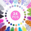 24Pcs Nail Glitter Powder, Nail Art Sequins Holographic Glitters, Cosmetic