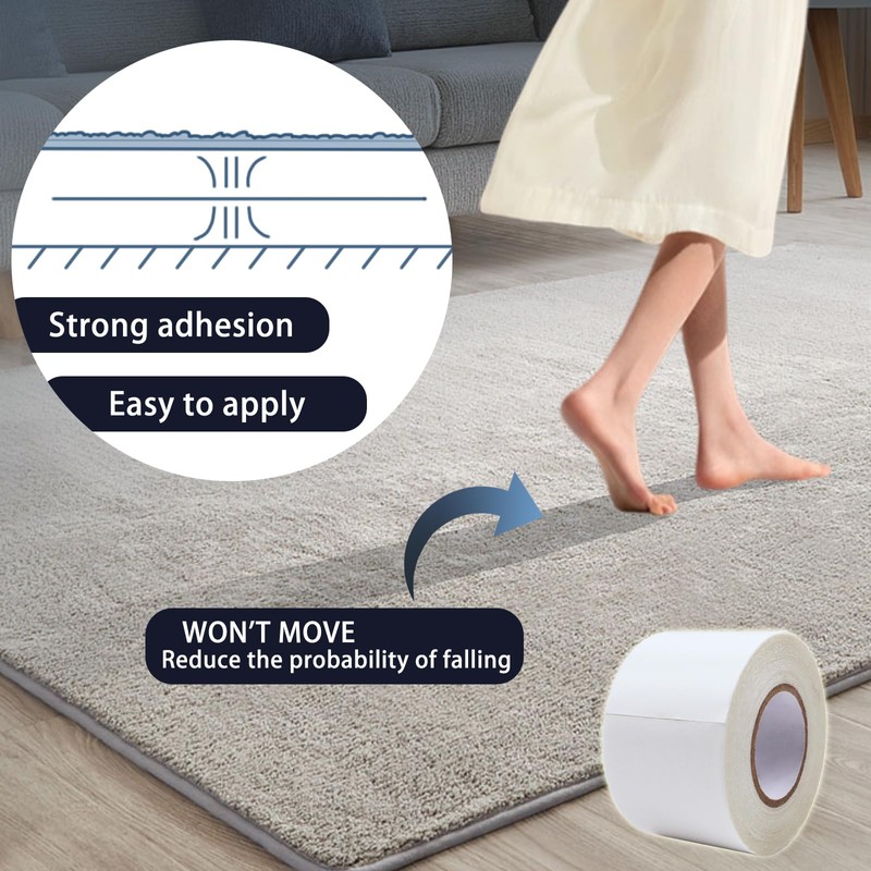 Ykimok Heavy-Duty Double Sided White Carpet Tape, 33Ft Long and