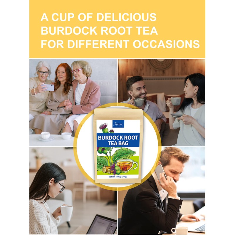 TeeLux Burdock Root Tea Bags, Pure Natural Burdock Root, Caffeine