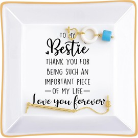 Titanape To My Bestie Gifts - 0.4" Love You Forever Trinket Dish for Best Friend Birthday Gifts for Women, Gifts for Friends Female, Bff, Soul Sister, Work Bestie
