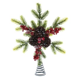 Festive Productions 33cm Christmas Tree Topper Red Berries and Pine Festive Xmas Decoration