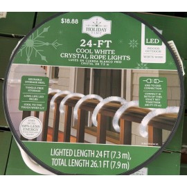 Holiday Time NEW! Holiday Time 24ft Cool White Crystal Rope LED Lights Christmas White Wire