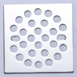 RRAJJ Square Improve 3-15/16 Inch(100mm*100mm) Screw-in Shower Floor Drain Grate Strainer,Brushed Nickel (Chrome)