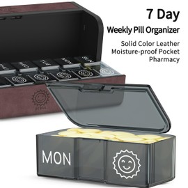 TOMSKYE Multi-functional Pill Case, Large Capacity, Surface Wool, Stylish Portable Pill Case, 2 Times a Day for 1 Week, Compact, Forget to Drink Forget Prevention, Portable Pill Case, Removable,
