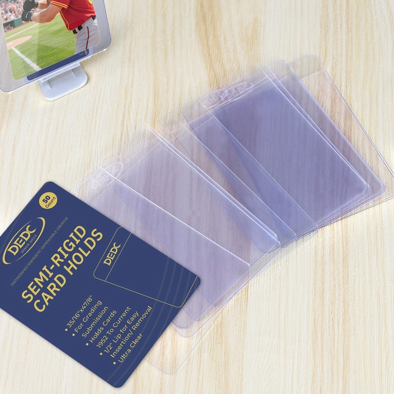DEDC 100Pcs Semi Rigid Card Holder, Semi Rigid Card Sleeves
