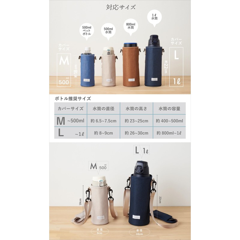 emoka Water Bottle Cover M/L (Ash, L), ash, Casual