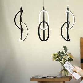 Vlaikez 40W 3Light Modern Led Pendant Light LED Chandelier Fixtures with Remote Control Adjustable Color Temperature, Aluminum Island Lighting Lamp Fixture for Kitchen, Dining Room