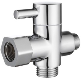 Tecmolog 3 Way Diverter Valve Brass Shut Off Valve 3/8”-12/17 T Adapter for Toilet Water Line,Chrome,DSF007D