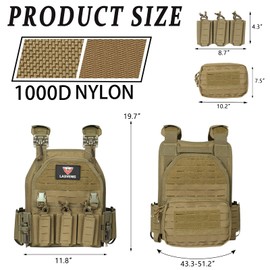 LASVENIS Quick Release Tactical Vest Adjustable Breathable Weighted Outdoor Vest for Training