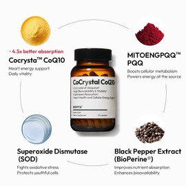 BIGVITA BIGVITA CoCrystal CoQ10+ | High Absorption Ubiquinol with PQQ SOD & BioPerine 4.5X Better Bioavailability for Heart Energy & Cellular Vitality