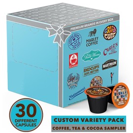 Variety Pack of Coffee, Tea, Hot Chocolate and Cappuccino, Sampler of Single Serve Coffee, Tea, Hot Cocoa and Cappuccino Pods for Keurig K Cups Machines, 30 Pack - No Duplicates