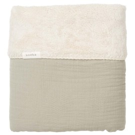 Koeka Faro Baby Blanket, Cuddly Blanket, for Prams and Cradles, Lined with Teddy, Cotton, Green, 75 x 100 cm